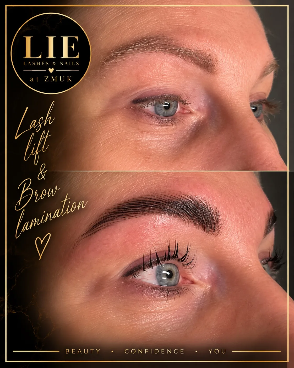 Eksempel på Lash lift og bryn hos LIE